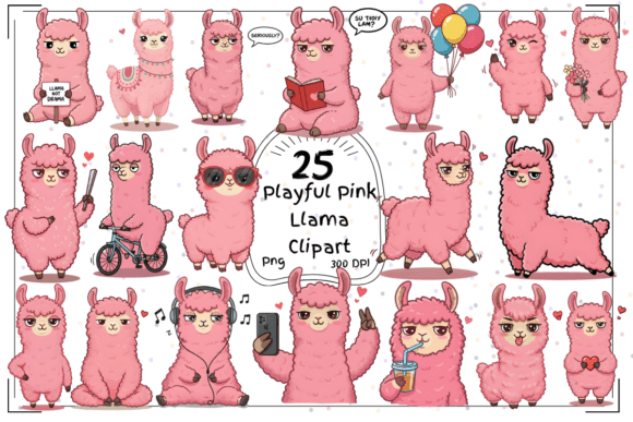 25 Playful Pink Llama Clipart: Vibrant Assets for Creative Design