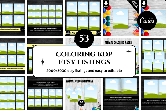 53 Etsy Coloring Listings Mockup: Elevate Your Digital Shop