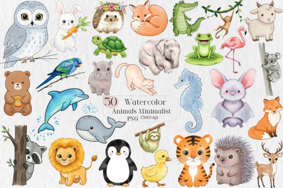 Animals Minimalist Cartoon Sublimation: A Modern Design Asset