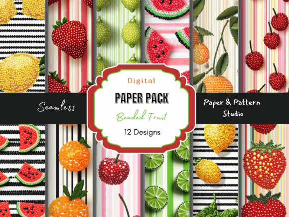 Beaded Summer Fruit Seamless Pattern: A Vibrant Design Asset