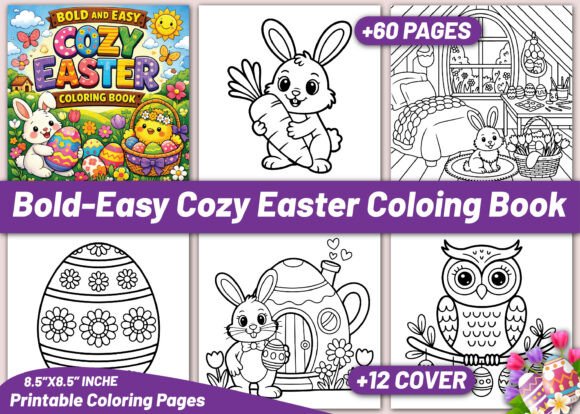 Bold and Easy Cozy Easter Coloring Book: A Designer's Asset