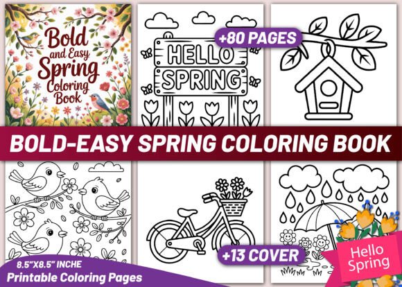 Bold and Easy Spring Coloring Book: A Designer's Creative Asset
