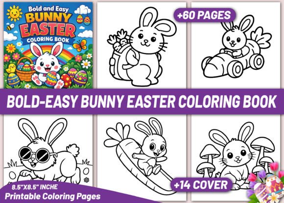 Bold & Easy Bunny Easter Coloring Book: A Designer's Resource