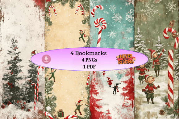 Candy Cane Elf Bookmark Set: A Festive Design Asset