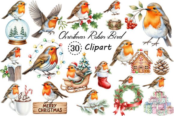 Christmas Robin Bird PNG Clipart for Creative Projects
