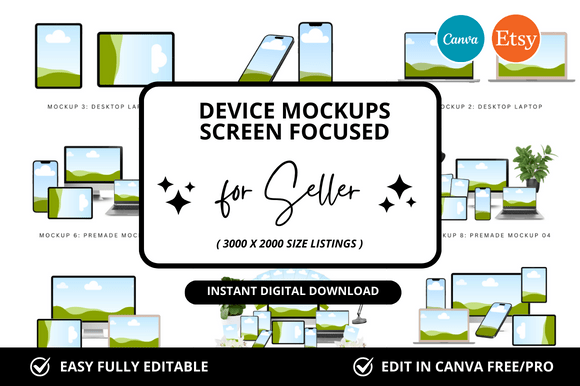 Device Etsy Canva Mockup Templates for Designers