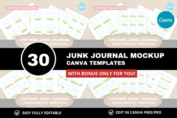Elevate Your Brand with 30 Vintage Junk Journal Templates