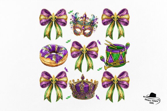 Mardi Gras Coquette Bow Kingcake Mask: A Design Asset
