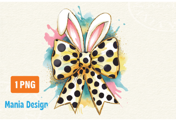 Polka Dot Easter Bow Bunny Coquette PNG: Elevate Your Spring Designs