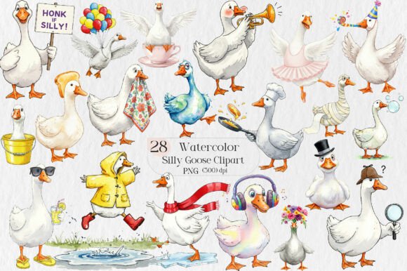 Silly Goose SVG PNG Sublimation Clipart: Playful Design Assets