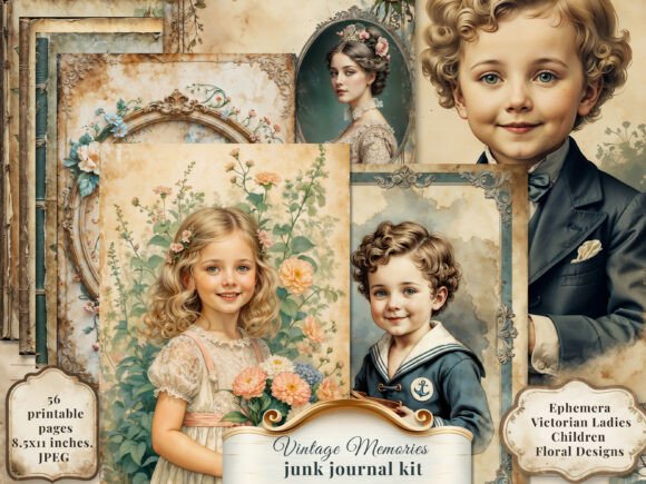 Vintage Memories Junk Journal Kit 54page: A Designer's Guide