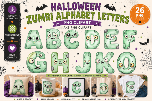 Zombie Alphabet Letters with Funny Faces: A Designer's Guide